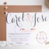 invitacion de boda caligrafica horizontal