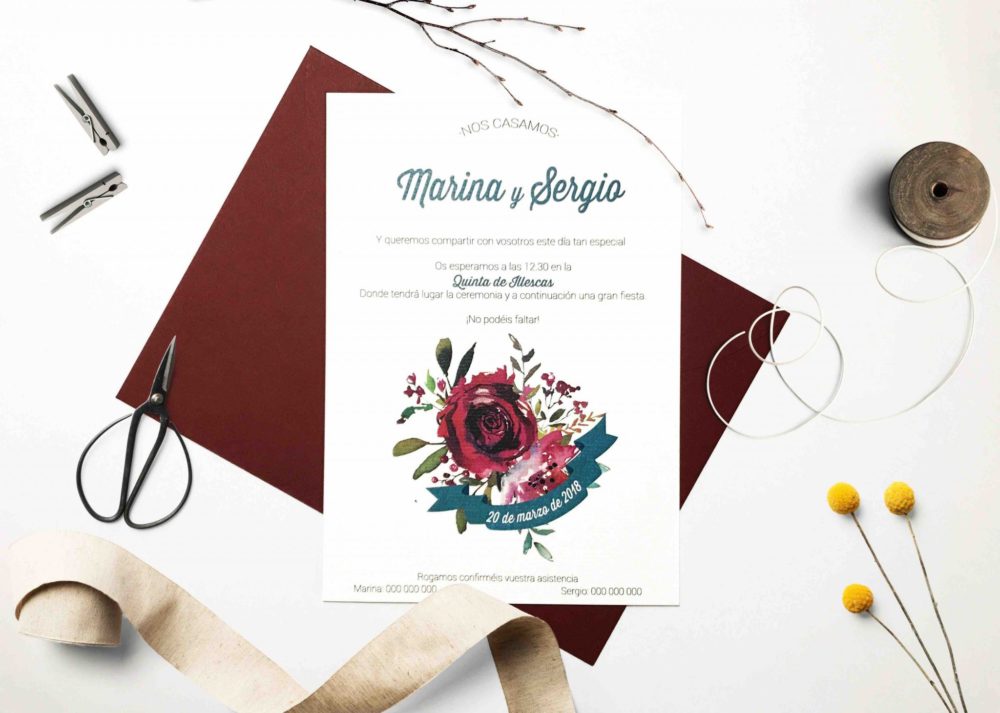 Invitacion de boda de LA FLOR ROJA | MARTINA Design&Paper