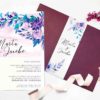 Invitación de boda color violeta sobre lila